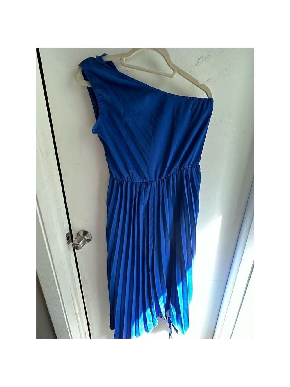 PRETTYGARDEN Women's One Shoulder Blue Satin Long Formal Dress Standard Size S - Picture 8 of 9